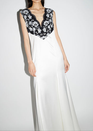 YVONNE GOWN WHITE EMBELLISHED LACE AND SATIN
