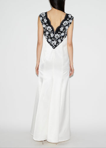 YVONNE GOWN WHITE EMBELLISHED LACE AND SATIN