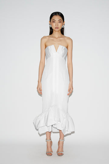CANDRA DRESS WHITE TAFETTA