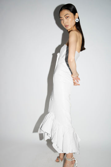 CANDRA DRESS WHITE TAFETTA