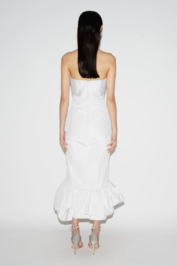 CANDRA DRESS WHITE TAFETTA