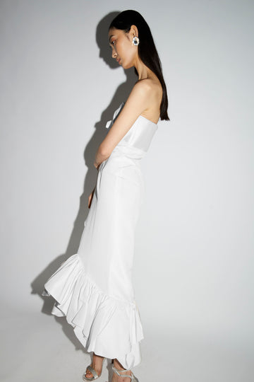 CANDRA DRESS WHITE TAFETTA
