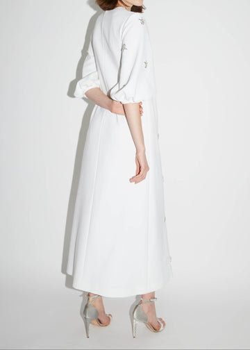 JOELLE DRESS PURE WHITE EMBELLISHED CREPE