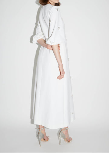 JOELLE DRESS PURE WHITE EMBELLISHED CREPE