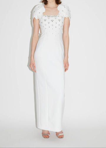 ADELAIDE GOWN WHITE EMBELLISHED CREPE