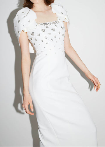 ADELAIDE GOWN WHITE EMBELLISHED CREPE