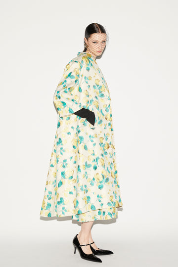 LILIANE COAT YELLOW MULTI FLORAL JACQUARD