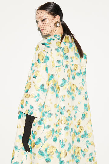 LILIANE COAT YELLOW MULTI FLORAL JACQUARD