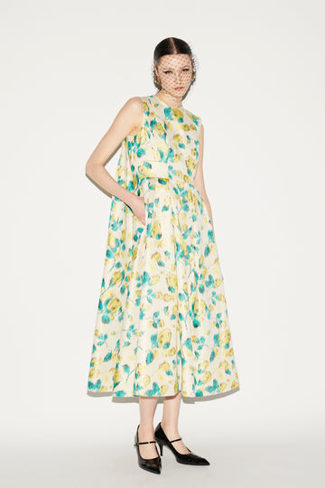 RENEE DRESS YELLOW MULTI JACQUARD
