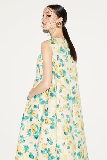 RENEE DRESS YELLOW MULTI JACQUARD