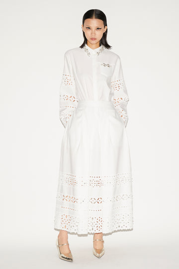 LOGAN SHIRT WHITE EMBELLISHED FAILLE