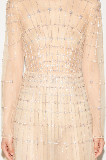 ANISSA GOWN NUDE EMBELLISHED TULLE