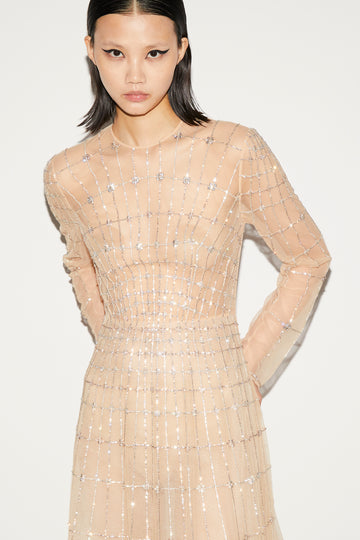 ANISSA GOWN NUDE EMBELLISHED TULLE