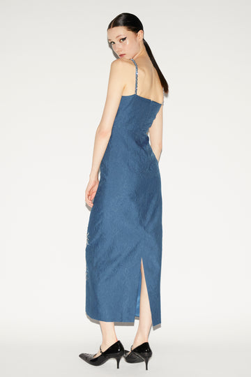 ASTRA DRESS PERIWINKLE EMBELLISHED JACQUARD