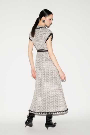 WHITNEY DRESS BLACK AND WHITE TWEED