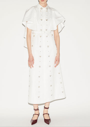 MAIRA DRESS WHITE EMBELLISHED FAILLE