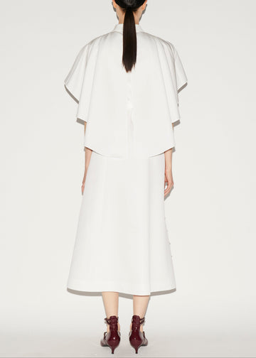 MAIRA DRESS WHITE EMBELLISHED FAILLE