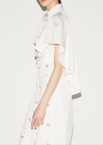 MAIRA DRESS WHITE EMBELLISHED FAILLE