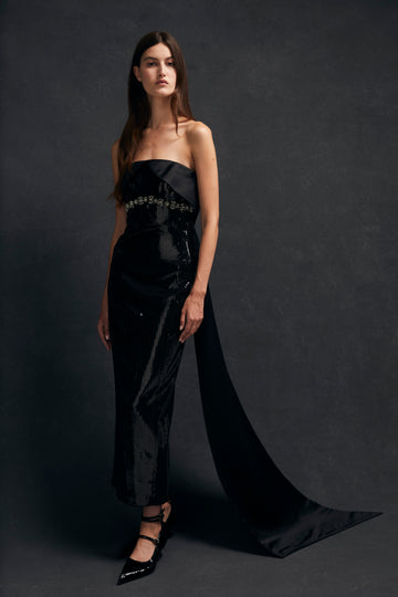 GRETA DRESS BLACK EMBELLISHED SEQUINS