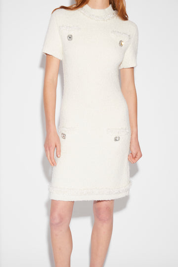 NADINE DRESS WHITE KNIT BOUCLE'