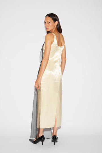 BLAKELY DRESS CHAMPAGNE SATIN AND EMBELLISHED TULLE