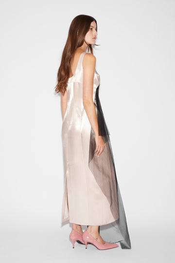 BLAKELY DRESS ROSE SATIN AND EMBELLISHED TULLE