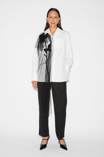 THELMA SHIRT WHITE COTTON EMBROIDERED TULLE