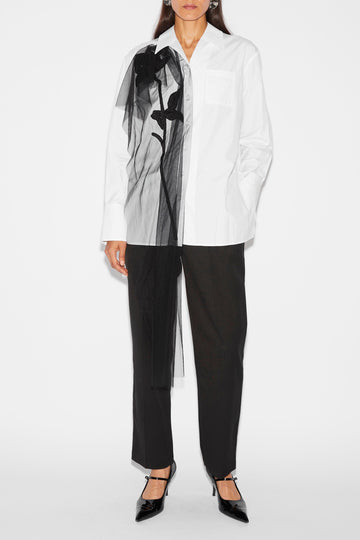 THELMA SHIRT WHITE COTTON EMBROIDERED TULLE