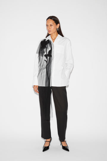 THELMA SHIRT WHITE COTTON EMBROIDERED TULLE
