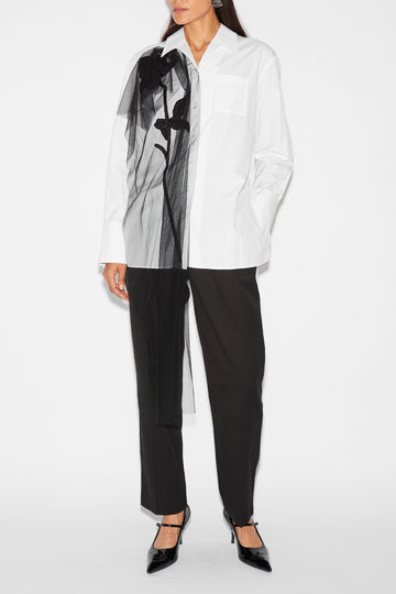 THELMA SHIRT WHITE COTTON EMBROIDERED TULLE