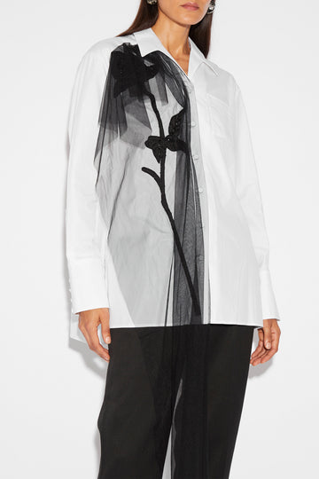 THELMA SHIRT WHITE COTTON EMBROIDERED TULLE
