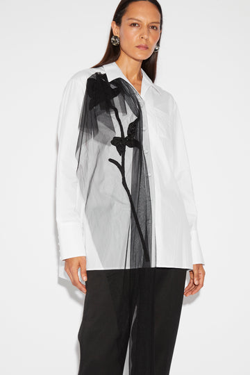 THELMA SHIRT WHITE COTTON EMBROIDERED TULLE