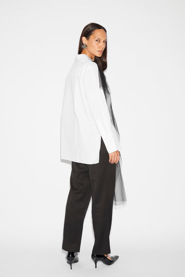 THELMA SHIRT WHITE COTTON EMBROIDERED TULLE