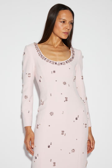 MADELYN DRESS ROSE EMBELLISHED CREPE