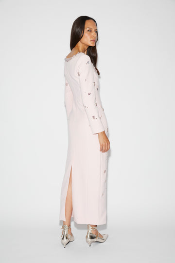 MADELYN DRESS ROSE EMBELLISHED CREPE