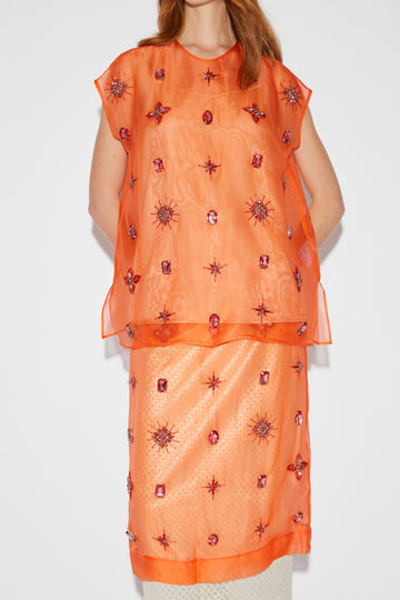 MORGAN TOP TANGERINE EMBELLISHED ORGANZA
