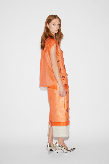 MORGAN TOP TANGERINE EMBELLISHED ORGANZA