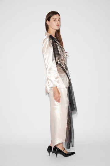 ATLAS JACKET ROSE SATIN AND EMBELLISHED TULLE