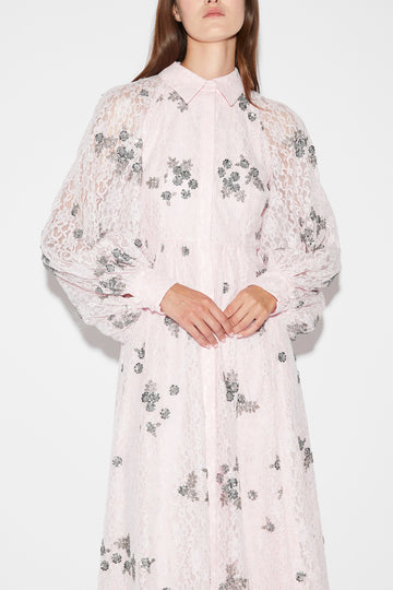 LILLI DRESS ROSE EMBROIDERED LACE