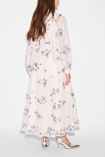 LILLI DRESS ROSE EMBROIDERED LACE