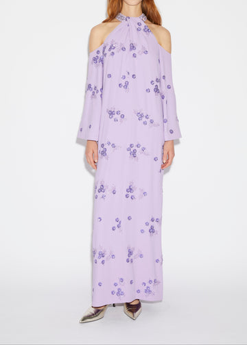 VITTO DRESS LAVENDER EMBELLISHED CREPE JERSEY