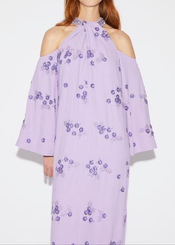 VITTO DRESS LAVENDER EMBELLISHED CREPE JERSEY