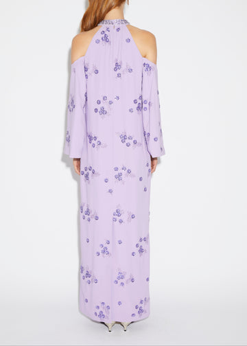 VITTO DRESS LAVENDER EMBELLISHED CREPE JERSEY