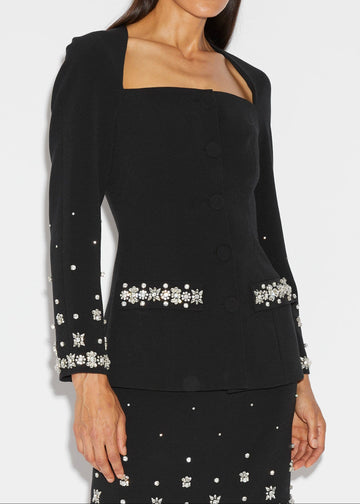 CINDY JACKET BLACK EMBELLISHED CREPE
