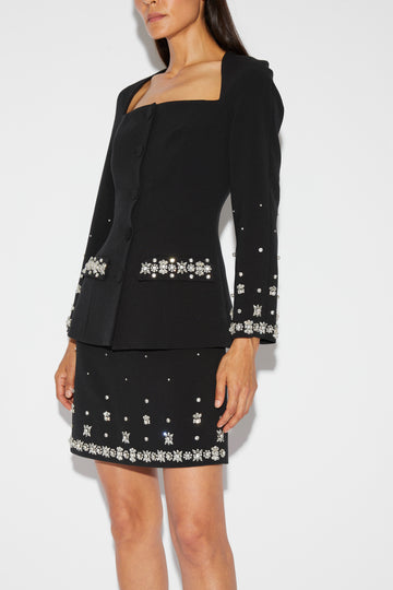 CINDY JACKET BLACK EMBELLISHED CREPE