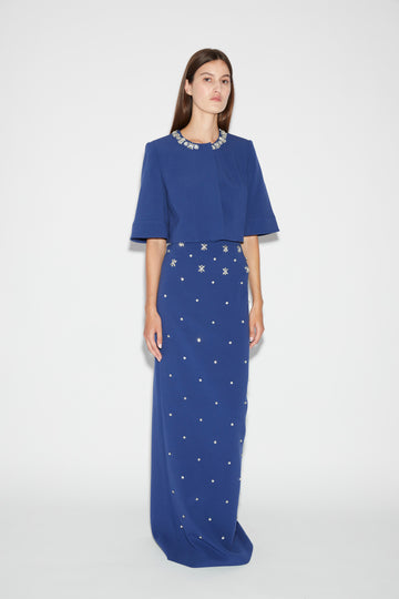 RIVER JACKET NAVY EMBELLISHED CREPE