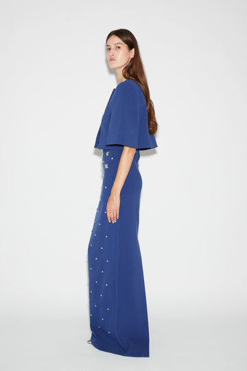 RIVER JACKET NAVY EMBELLISHED CREPE