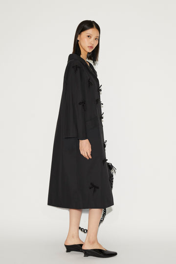 FELIX COAT BLACK EMBROIDERED COTTON OUTERWEAR