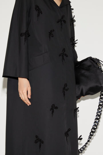 FELIX COAT BLACK EMBROIDERED COTTON OUTERWEAR