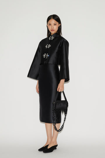 VANIA SKIRT BLACK MIKADO